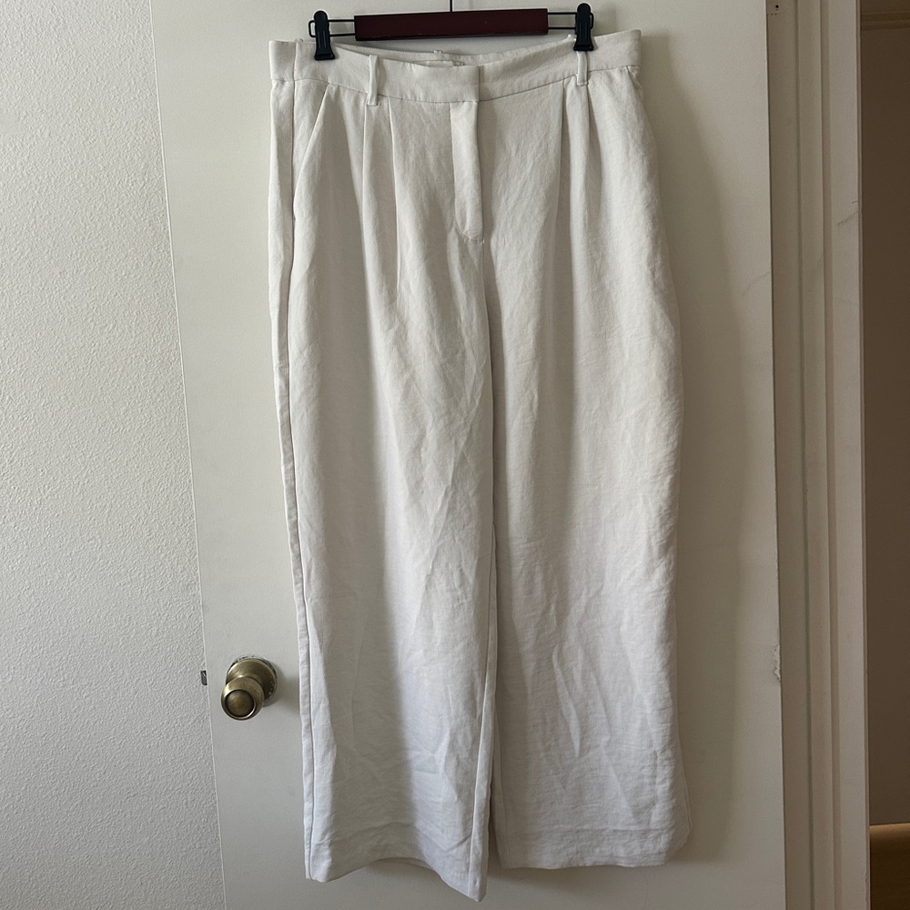 ABERCROMBIE Off White Sloane Tailored Crepe Trouser Pants